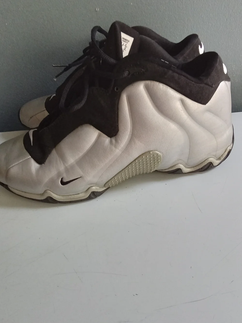 Nike Air Flightposite 1 Metallic Silver Black Basketball Shoe 624015-005 Mens 11
